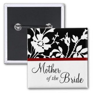 Mother of the Bride Black and White Floral Button