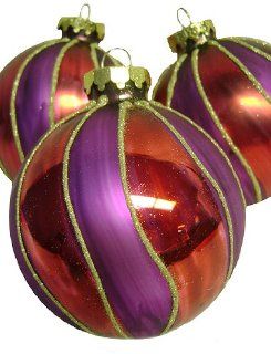 Set of 4 Red & Magenta Swirl Glass Ball Christmas Ornaments 2.5" #821117  