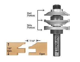 Infinity Tools 91 521, 1/2" Shank 1 Piece Combination Rail & Stile Router Bit, Ogee Profile   One Piece Rail And Stile Router Bits  