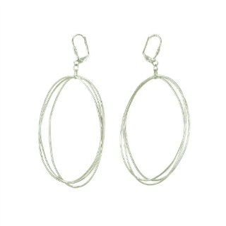 Edie Triple Oval Earrings in Silvertone Dangle Earrings Jewelry