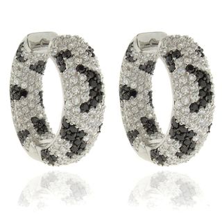 Dolce Giavonna Silver Overlay Cubic Zirconia Python Print Hoop Earrings Dolce Giavonna Cubic Zirconia Earrings