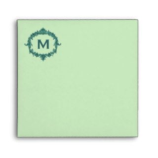 Mint and Teal Monogram Square Wedding Envelope