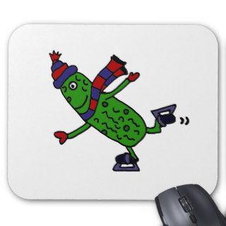 Funny Ice Skating Pickle Design Mousepad