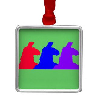Llama Graphic 3 llamas Blue, Red, Purple Christmas Tree Ornament