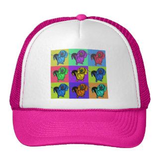 Pop Art Dachsund Doxie Panels Multi Color Popart Hats