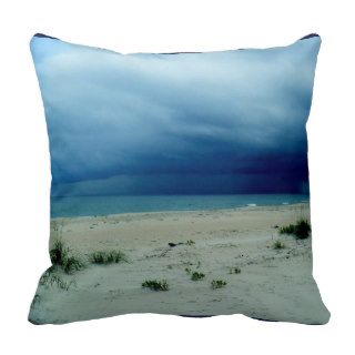 Dark Waters Beach Photo Throw Pillows
