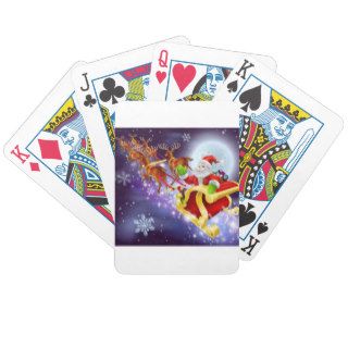 Christmas Santa flying in his sled or sleigh Playing Cards