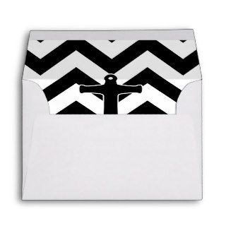 Monochromatic Black Anchor White Chevron Zigzags Envelopes