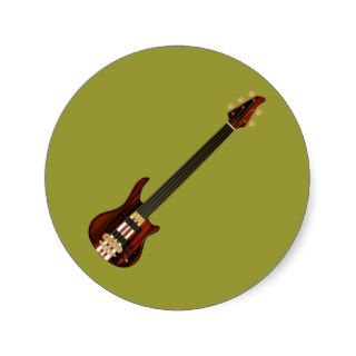 Five String Alembi Bass Guitar Round Sticker