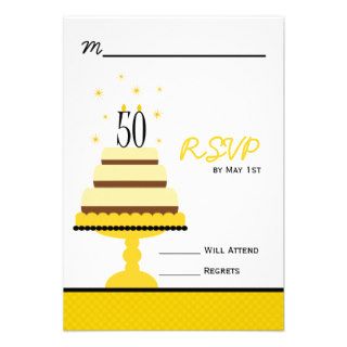 Yellow Cake 50th Birthday Party RSVP Response Card
