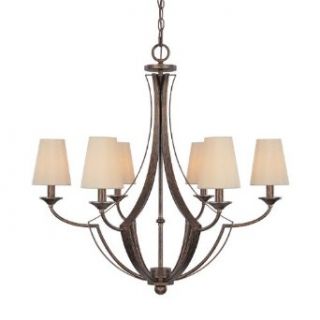 Capital Lighting 4336RT 523 Chandelier with Beige Fabric Shades, Rustic Finish    