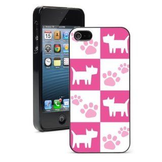 Apple iPhone 5 5S Black 5B523 Hard Back Case Cover Color Pink Dog Pattern Cell Phones & Accessories