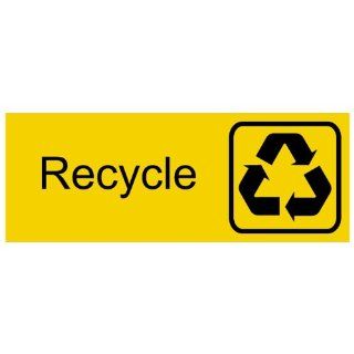 Recycle Black on Yellow Engraved Sign EGRE 538 SYM BLKonYLW Recycle  Business And Store Signs 
