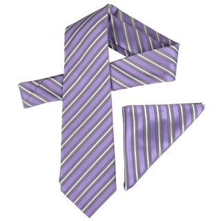 Vance Men's Diagonal Stripe Silk Touch Microfiber Tie and Hanky Set Vance Co. Ties