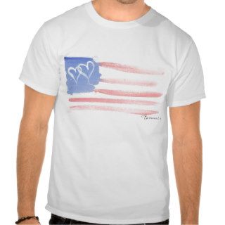 Watercolor Flag with Hearts United T Shirt