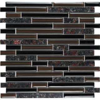 EPOCH Spectrum English Brown 1664 Granite And Glass Blend Mesh Mounted Tile   2 in. x 12 in. Tile Sample ENGLISH BROWN SAMPLE