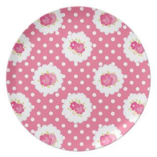 Pink Shabby Style Chic Country Dinner Plates