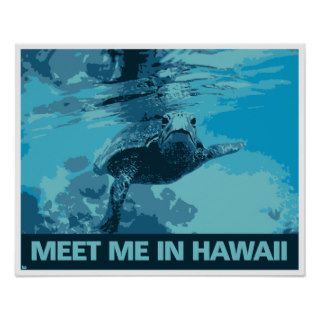 Modern vector art sea turtle Hawaii travel Print