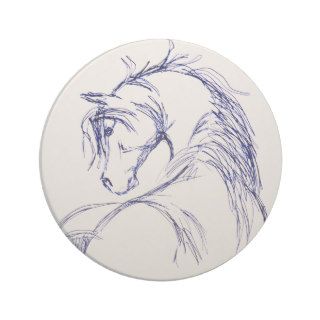 Artsy Horse Head Sketch Beverage Coaster