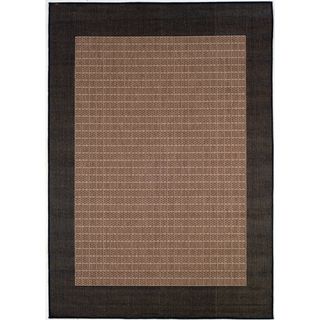 Recife Checkered Field Cocoa and Black Rug (7'6 x 10'9) COURISTAN INC 7x9   10x14 Rugs