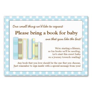 Blue Library Baby Shower Book Insert Request Card Business Cards