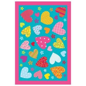 LA Rug Inc. Fun Time Hearts Turquoise 39 in. x 58 in. Area Rug FT 128 3958