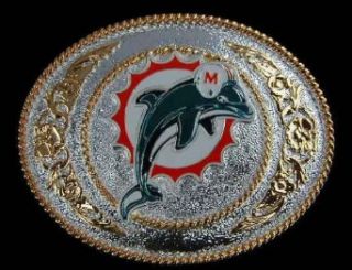 Miami Dolphins Western Style Silver/Gold Buckle Belt Buckle Clothing