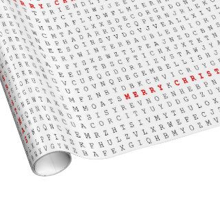 Word Search Puzzle Merry Christmas Gift Wrapping Paper