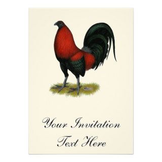American Game BB Black Red Rooster Personalized Invite