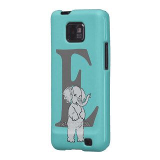 Monogram initial letter E, cute elephant custom Samsung Galaxy S2 Cases