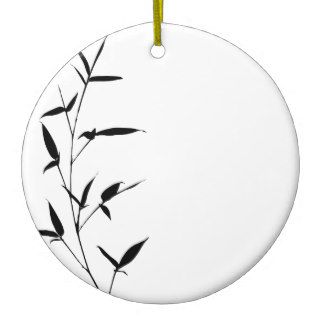 Bamboo Silhouette Background Template Blank Black Ornament