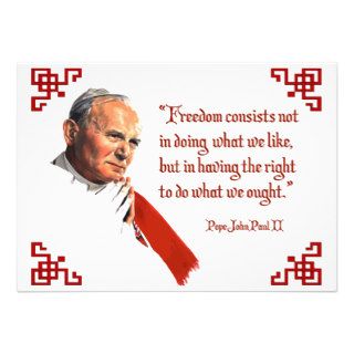 Pope John Paul II Freedom Notecards Custom Invites