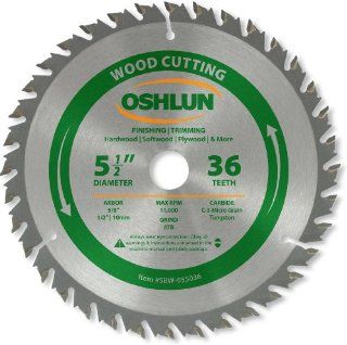 Oshlun SBW 055036 5 1/2 Inch 36 Tooth ATB Finishing and Trimming Saw Blade with 5/8 Inch Arbor (1/2 Inch and 10mm Bushings)    