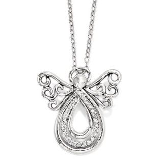 Sterling Silver Cz Angel Of Comfort 18in. Necklace, Best Quality Free Gift Box Satisfaction Guaranteed Chain Necklaces Jewelry