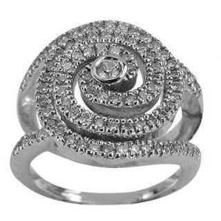 Classic Diamond Ring In A Spiral Design With Milgrain And 0.90cts Of Fine White Diamonds In solid Sterling Silver   5 Da'Carli Jewelry