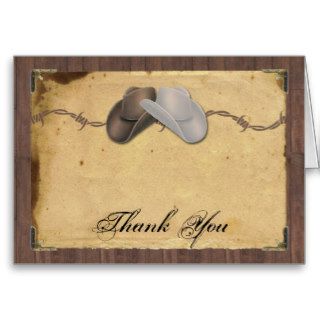 Rustic Country Cowboy Hats Barbed Wire Thank You Card