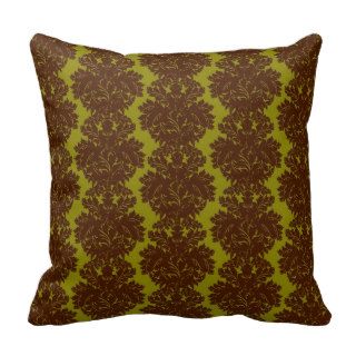 olive brown formal damask pillows