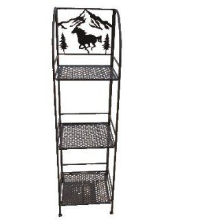 DeLeon Collections 21481 Metal 3 Tier Linen Shelf with Running Horse   General Purpose Storage Rack Shelves