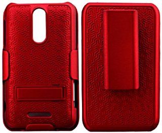 CP ZTEX500MCB03 Shell with Kickstand and Holster Combo for ZTE Score M   Combo Pack   Retail Packaging   Red Cell Phones & Accessories