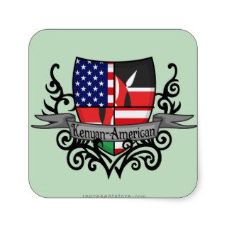 Kenyan American Shield Flag Stickers