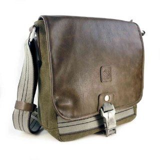 Tuff Luv "Hitchhiker" Canvas Leather Messenger Shoulder Bag / School / 10" Tablet / 11" Laptop / Ultra Book   Green / Brown Computers & Accessories