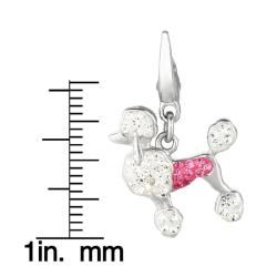 Sterling Silver Pink and Clear Crystal Poodle Charm Silver Charms