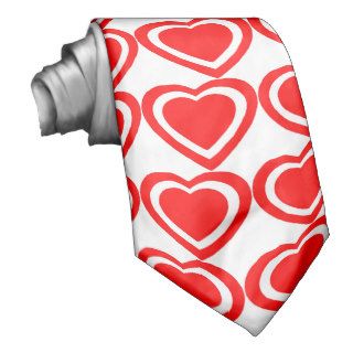 Hearts Valentine Tie In Red And White