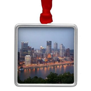 Pittsburgh skyline along the Monongahela River Christmas Ornament