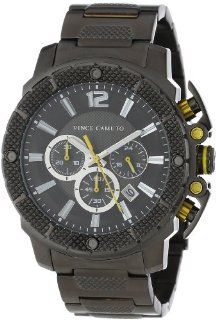 Vince Camuto Men's VC/1020YLDG The Striker Steel Yellow Accented Gunmetal Tone Bracelet Chronograph Watch Watches