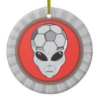 soccer alien head graphic ornaments