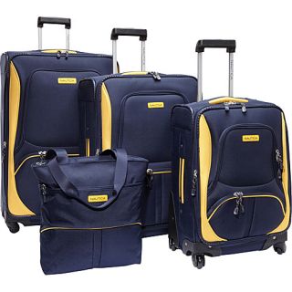 Downhaul 4 Pc Luggage Set Navy/Lighthouse Yellow   Nautica Luggage Sets