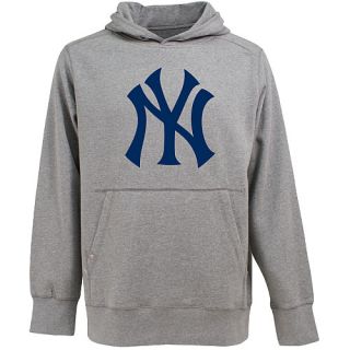 Antigua Mens New York Yankees Signature Hood Applique Gray Pullover Sweatshirt