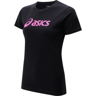 ASICS Corp Short Sleeve T Shirt   Size Small, Black/pink
