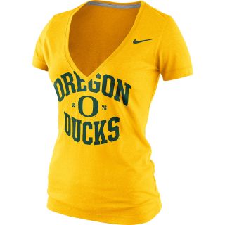 NIKE Womens Oregon Ducks School Tribute Tri Blend V Neck T Shirt   Size Large,